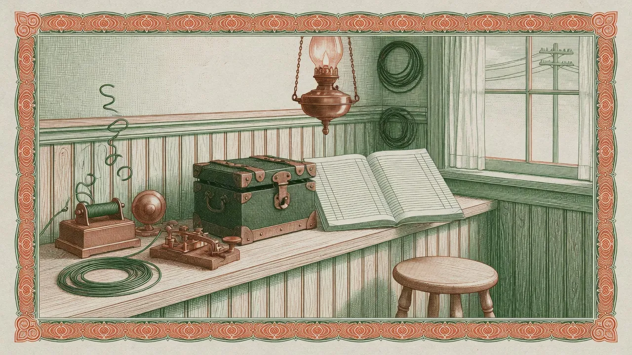 Frontier telegraph office with a strongbox